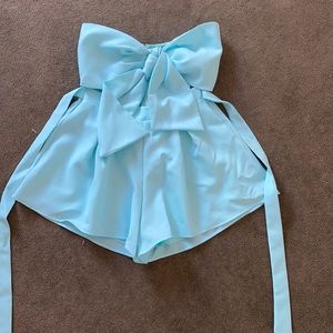 LUCY IN THE SKY DOUBLE TIE ROMPER IN AQUA